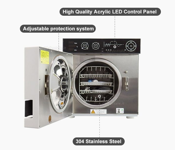 Autoclave per sterilizzazione a vapore dentale SDM 18L/23L Classe B con stampante